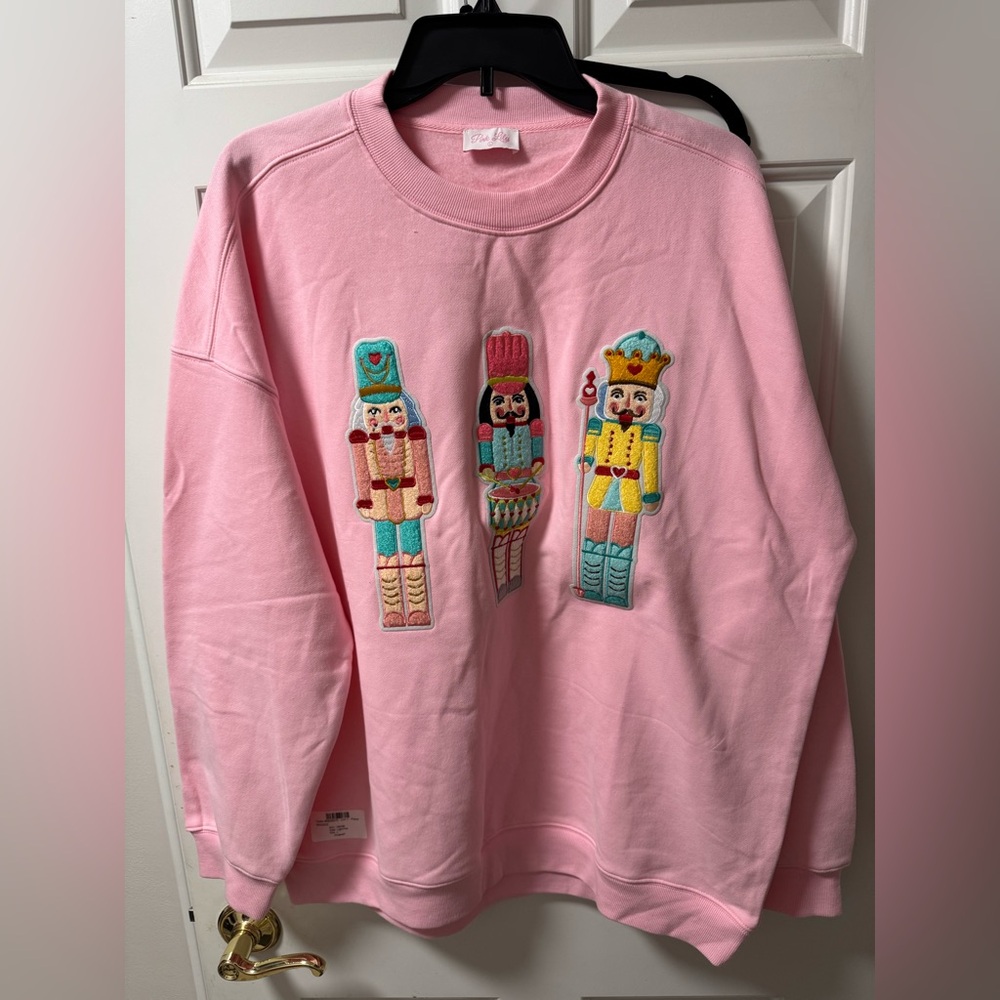 NEW Pink Lily Nutcrackers Graphic Sweatshirt size L